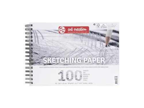 Schetspapier Talens Art Creation 100 witte vellen 90gr 297x210mm grijs
