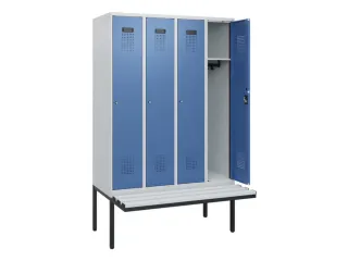 locker met bank,HxBxD 1950x1200x815mm,4vak,vak B 300mm,cilinderslot - 1
