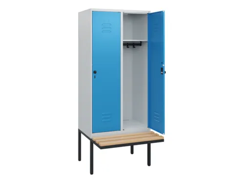 locker met bank,HxBxD 1950x800x815mm,2vak,vak B 400mm,draaigrendel