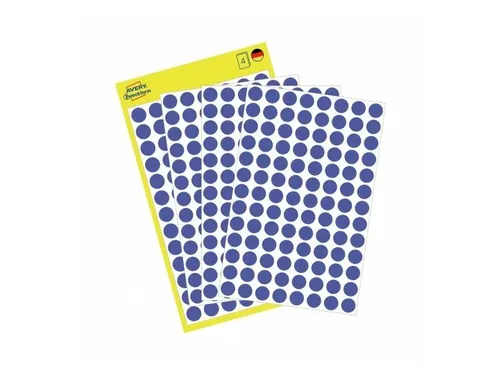 Etiket Zweckform 8mm rond blister 4 vel a 104 et. blauw Non-permanent