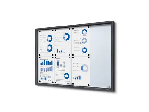 Vergrendelbaar notitiebord Indoor Slim 8xA4 met Schuifdeuren Antraciet
