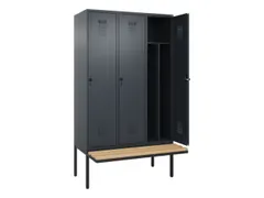 locker met bank,voor scheiding van kleding,HxBxD 2120x1200x815mm,3vak