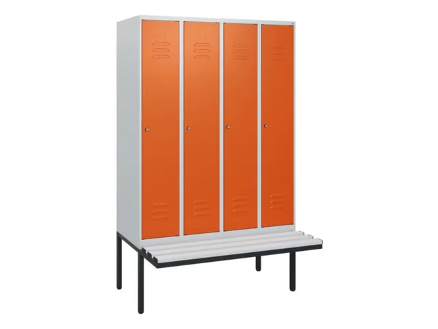 locker met bank,HxBxD 1950x1200x815mm,4vak,vak B 300mm,cil.-slot