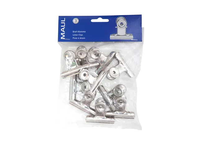 Papierklem MAUL Bulldog 50mm capaciteit 20mm zilver