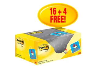 Memoblok 3M Post-it 653 38x51mm geel 16 + 4 gratis - 1