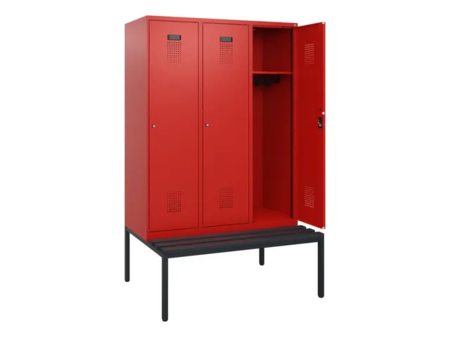 locker met bank,HxBxD 1950x1200x815mm,3vak,vak B 400mm,cilinderslot