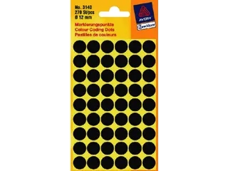 Etiket Avery Zweckform 3140 Rond Ø12mm Zwart 270 Stuks - 2