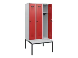 locker met bank,HxBxD 1950x900x815mm,3vak,vak B 300mm,draaigrendel