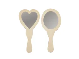 Handspiegel Creativ Company hart en ovaal 23-24cm hout 2 stuks