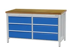 werkbank,HxBxD 860x1500x750mm,onderstel RAL7035,fronten RAL6011
