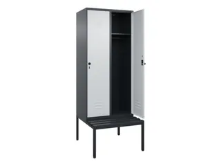 locker met bank,HxBxD 2120x800x815mm,2vak,vak B 400mm,draaigrendel - 2