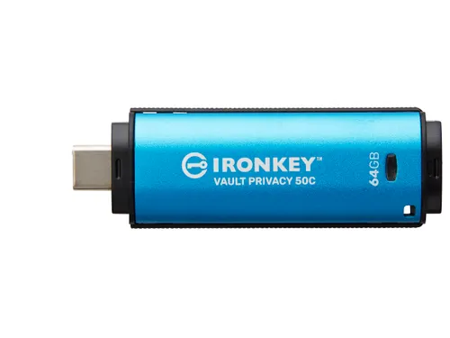 64GB USB-C IronKey Vault Privacy 50C AES-256 versleuteling, FIPS 197