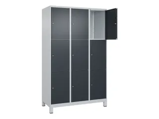 lockerkast,HxBxD 1950x1200x500mm,3x3vakken,vak B 400mm,cil.-slot - 1