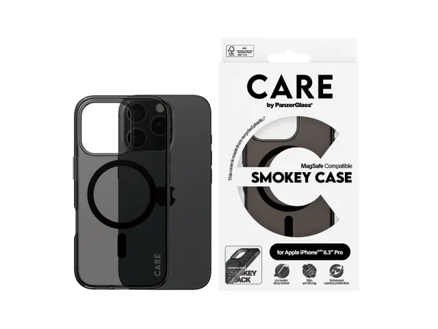 PanzerGlass CARE by Smokey Case w. Black MagSafe iPhone 16 Pro,