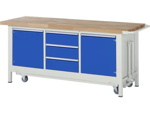 Werkbank Hxbxd 880x2000x700mm Beukenhouten 3laden 2 Kasten