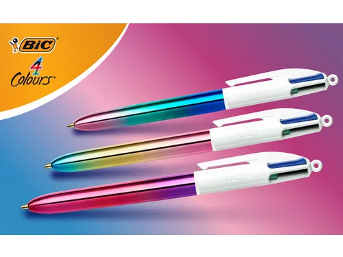 Balpen Bic 4kleuren gradient medium assorti
