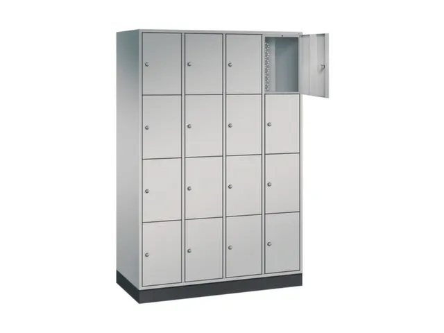 lockerkast,HxBxD 1950x1220x500mm,4x4vakken,cil.-slot,sokkel