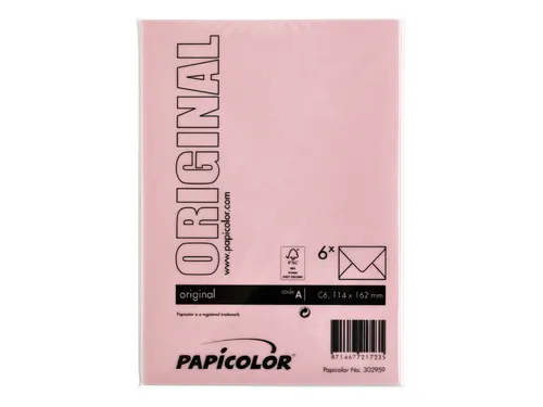 Envelop Papicolor C6 114x162mm babyroze pak à 6 stuks