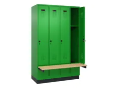 locker met bank,HxBxD 1950x1200x815mm,4vak,vak B 300mm,draaigrendel