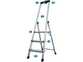 trapladder,eenzijdig,3trede(n),balk L 1,55m,aluminium - 2
