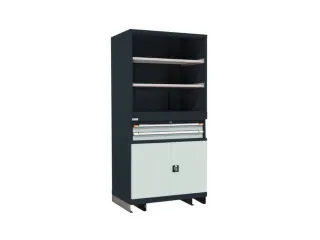combikast HxBxD 2100x805x695mm 4xbodem 2laden Key lock antraciet grijs - 1