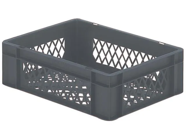 Euronorm-stapelbak 10l 120x400x300mm Wanden/bodem Opengewerkt Grijs