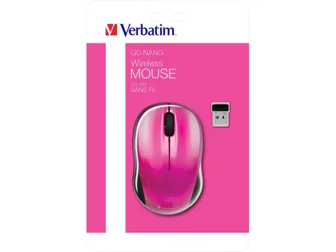 49043 VERBATIM Go NANO Muis 3 knoppen ambidexter wireless roze