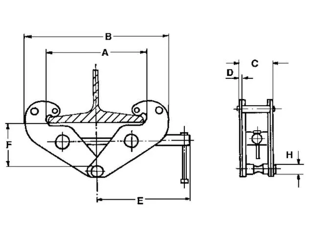 Montageklem,Draagverm. 2000Kg,Greepzone 75-230Mm