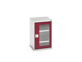 vitrinekast 800x525x550mm 2xStalen bodem romp RAL7035 front RAL3004 - 1