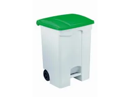 Contitop,mobiele afvalbak met pedaal 70L wit/groen