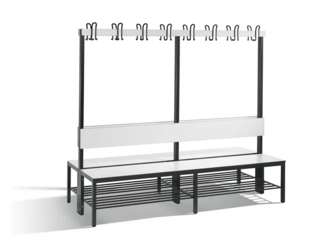 omkleedbank,HxLxD 1650x2000x760mm,HPL wit,frame staal RAL7021