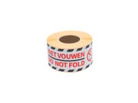 Waarschuwingsetiket Rillprint do not fold 46x125mm wit