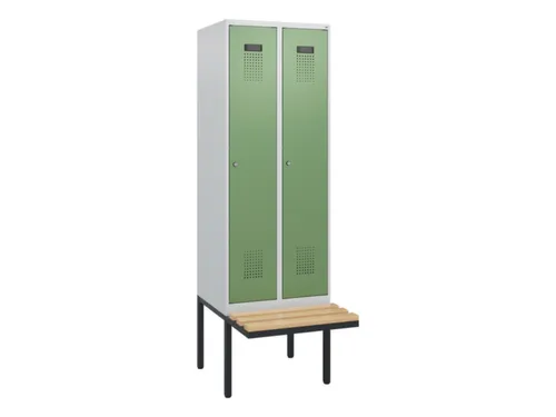 locker met bank,HxBxD 1950x600x815mm,2vak,vak B 300mm,cilinderslot