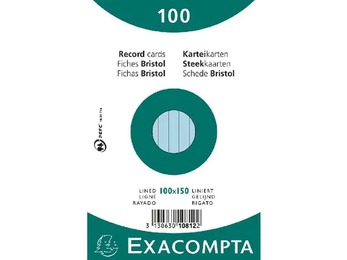 Pk 100 Cards 100X150 Blue Lined