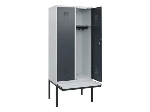 locker met bank,HxBxD 1950x800x815mm,2vak,vak B 400mm,cilinderslot