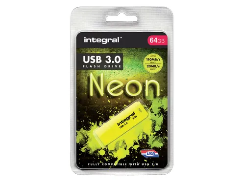 USB stick 3.0 Integral Neon USB-A 64GB geel