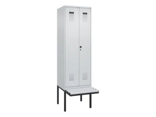 locker met bank,voor scheiding van kleding,HxBxD 2120x600x815mm,2vak