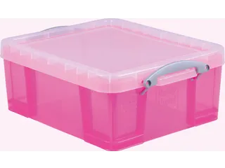 opbergdoos 18 liter XL transparant roze - 1