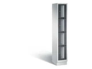 Lockerkast 1800x320x500mm 1x4 vakken Cilinderslot, Sokkel, RAL7021 - 2