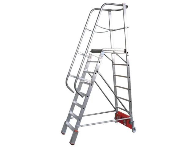 verrijdbare treden-platformladder,eenzijdig,8trede(n),stand H 1,9m