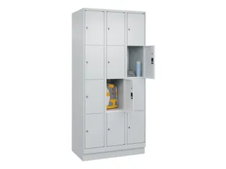 lockerkast,HxBxD 1950x900x500mm,3x4vakken,vak B 300mm,cil.-slot,sokkel - 1