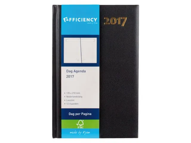OUTLET OP=OP Agenda 2019 Ryam Efficiency kort 1 dag/1 pagina zwart