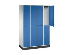 Dubbeldekse garderobekast,RAL 7035/RAL 5010,HxBxD 1950x1220x500mm