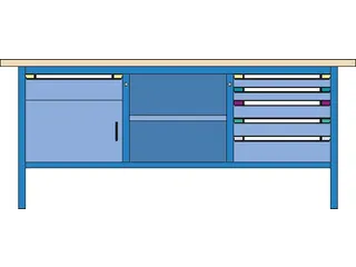 werkbank,HxBxD 845x2000x700mm,multiplexblad,RAL7035,front RAL7035 - 1