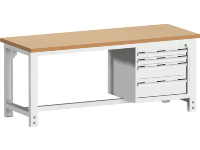 établi HxlxP 740-1140x2000x750mm plateau hêtre rouge force 1500kg