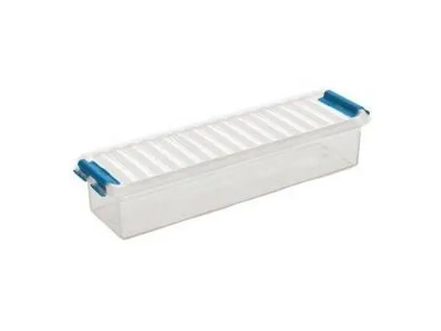 Boîte de rangement Q-line 0,9 L bleu transparent - 27 x 8,6 x 6,2 cm