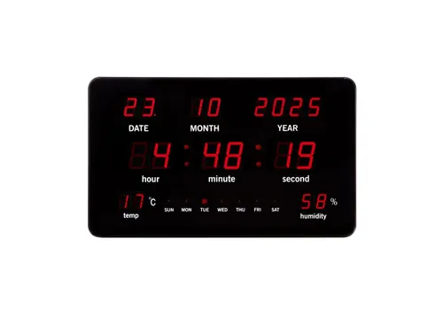 Digitale wandklok Zwart LED-display 37.5x25.5cm