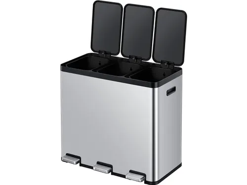 Afvalbak EKO Essential Recycler pedaalemmer 3x20 liter RVS