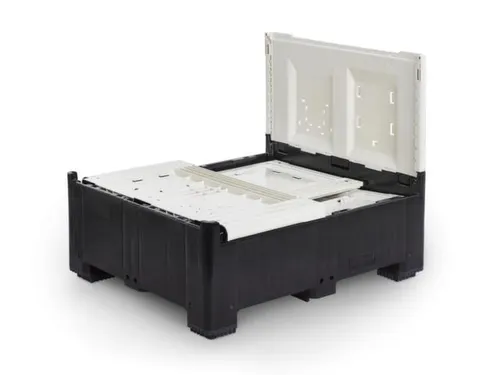 Palletbox,HxLxB 800x1200x800mm,565l,PE,zwart/ivoorkleurig