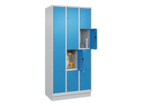 lockerkast,HxBxD 1950x900x500mm,3x4vakken,vak B 300mm,cil.-slot,sokkel